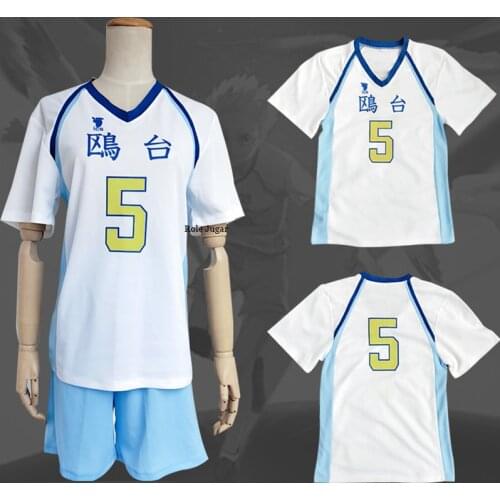 Haikyuu!! Anime Cosplay Costume High School Students Short Sleeve Tshirt+Shorts Jersey Cosplay Korai Hoshiumi Sportswear C50K16