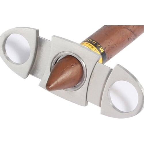 Stainless Steel Pocket Double Blades Cigar Cutter Guillotine Classic Portable Metal Cigar Scissors Sharp Accessories Gift