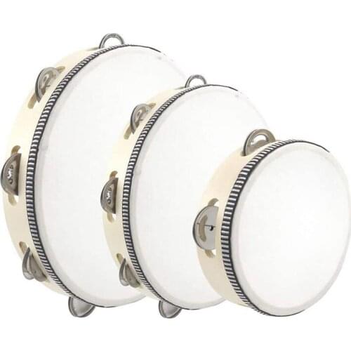 3 Pcs 6inch/8inch/10inch Tambourines Bell Instrument Drum,Hand Held Drum Bell Percussion for Party,KTV Concert,Etc