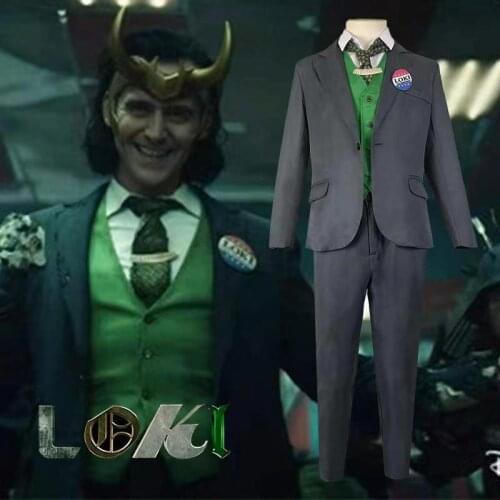Loki Blazer Cosplay Costume Suit Loki Badge Tie Full Set Halloween Carnival Costumes