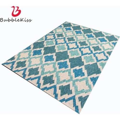 Bubble Kiss Home Decor Carpet for Bedroom Nordic Style Fashion Blue Diamond Pattern Living Room Carpet Customized Sofa Area Rug