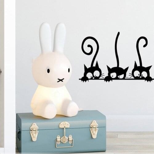 Creative DIY Lovely Wall Wallpaper Three Black Cat Cartoon Plane Animal Room Decoration Personality Vinyl Wall Decals Home Decor