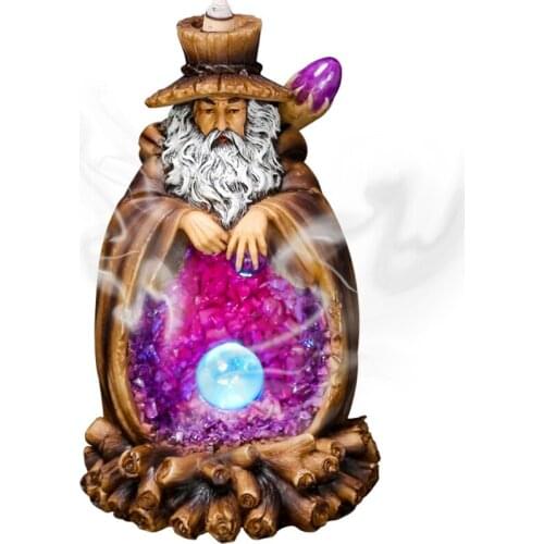 New Tree God Backflow Incense Burner with LED Light Incense Holder Aromatherapy Ornament for Zen Home Yoga Room Decoration