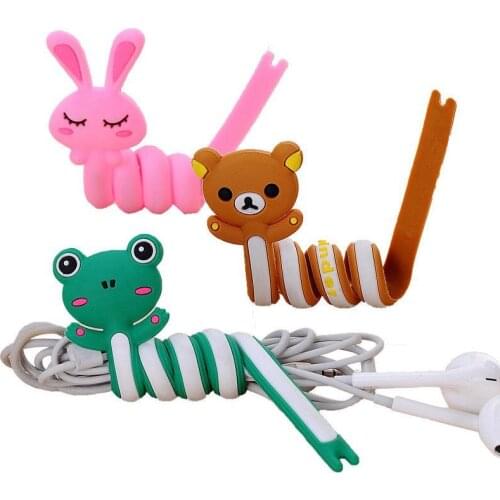 Cute Cartoon Cable Winder Frog Pink Rabbit Cat Bears Cable Tie Cord Organizer Headset Protector Telephone Data Line Charging