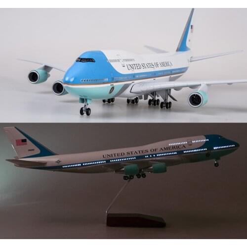 47CM Airplane Model Toys Boeing 747 Air Force One Aircraft Model W Light and Wheel 1/150 Scale Diecast Plastic Resin Alloy Plane