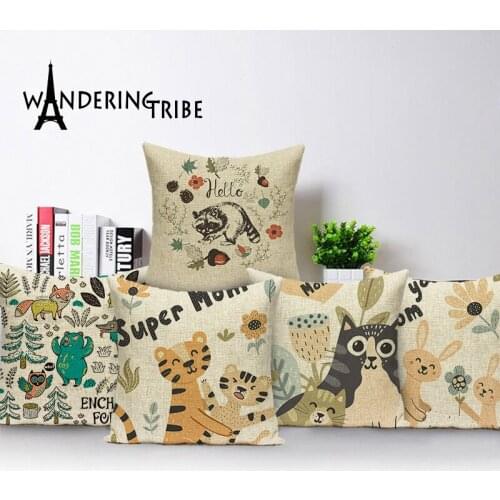 Cartoon Bear Cushion Cover Bunny Cute Tiger Children Decorative Sofa Pillow Case Custom Animal Cushions Covers Home Decor Pillow