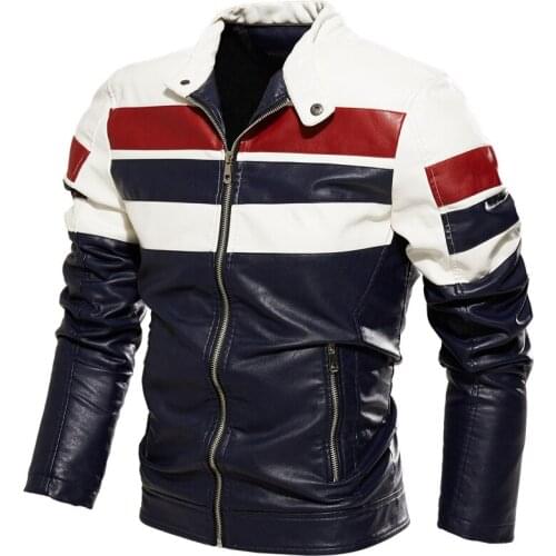 2021 New Leather Jacket Men Winter Fleece Motorcycle PU Overcoat Male Stand Collar Casual Windbreaker Ropa De Hombre Slim Coat