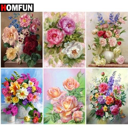 HOMFUN Full Square/Round Drill 5D DIY Diamond Painting "Bouquet scene" Embroidery Cross Stitch 5D Home Decor Gift