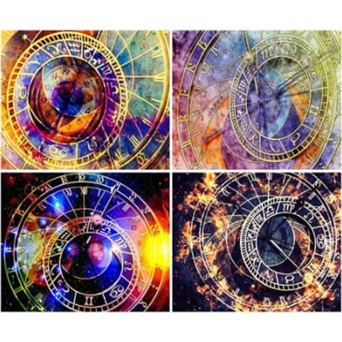 DIY full diamond square/round diamond painting clock diamond embroidery landscape cross stitch mosaic rhinestone art wall