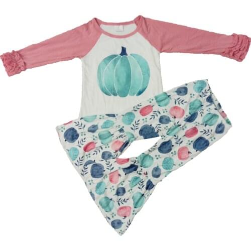 2020 New Girls Outfits Long Sleeves Tops Bell Bottom Pants Halloween Spring Autumn Boutique Kids Clothing-Sets