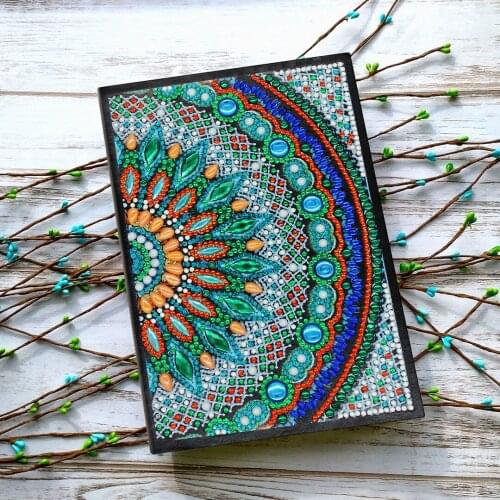 Newst DIY Mandala Flower Special Shaped Diamond Painting 64 Pages Notebook Sketchbook Diary Book Embroidery Kits Diamond
