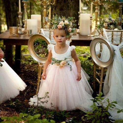 New Arrival 2020 Lace White Tulle Ball Gown Flower Girl Dresses For Wedding Junior Bridesmaid Dress Baby Girl Infant Dress