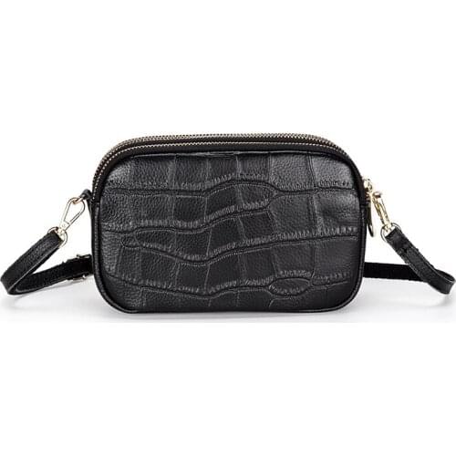 New Arrivals Genuine Leather Crocodile Pattern Women Messenger Bag Multi-function Three Zipper Lining Cross-body Bag For Female