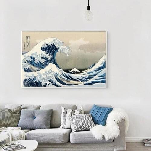 Original Kanagawa Surfing Katsushika Hokusai Print Picture Poster Canvas Painting Wall Bedroom Home Decoration for Living Room