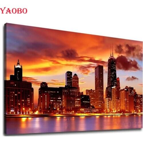 Full Square Diamond Embroidery Landscape Picture Of Rhinestone Beautiful city building 5D DIY Diamond Painting Cross Stitch Kits