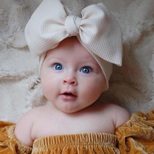 Fit All Baby Large Bow Girls Headband Big Bowknot Headwrap Kids Bow for Hair Cotton Wide Head Turban Infant Newborn Headbands