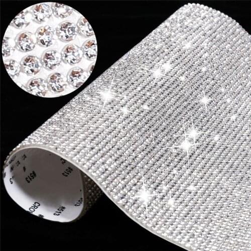 Self Adhesive DIY Glass Rhinestone Sticker Sheet Trim Crystal Sticker Phone Beaded Applique DIY Car Decoration Patch Accessories