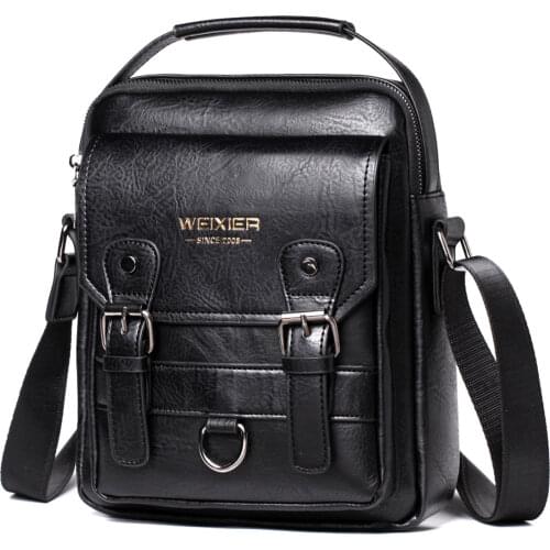 WEIXIER Mans Crossbody Shoulder Bag Multi-function Men Handbag Large Capacity Split Leather Bag For men messenger bags Tote bag