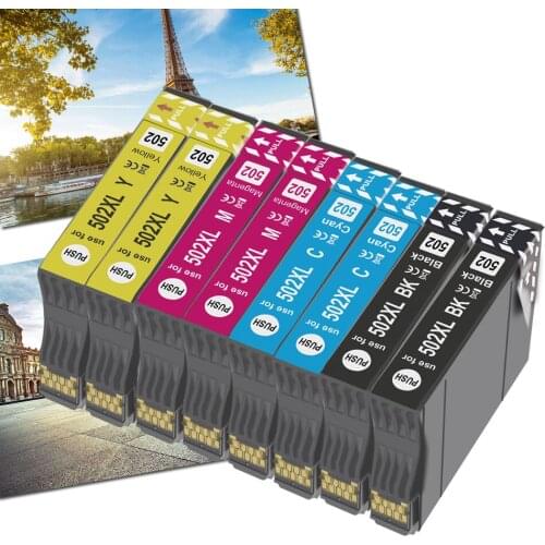 T502 502XL - Ink Cartridge Compatible Epson Expression Home XP-5105 XP-5100 series Workforce WF-2860 WF-2865 series printer 8pk