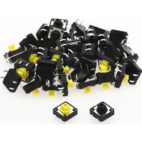 100Pcs 12x12x7.3 mm Tactile Switches Yellow Square Push Button Tact Switch 12*12*7.3 mm Micro switch