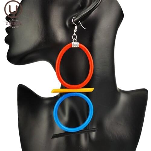 UKEBAY New Multicolor Big Earrings For Women Ethnic Drop Earrings Designer Handmade Jewelry Rubber Jewelry 5 Colors Earring Gift