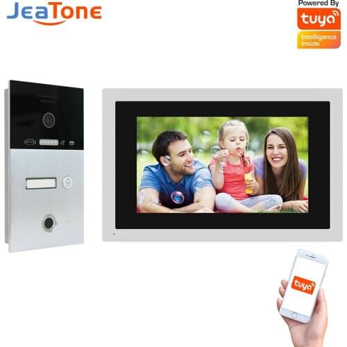 Jeatone WiFi Fingerprint Video Intercom System Tuya PoE Apartment Villa IP SIP Video Call 10Inch Full Touch 720P Digital