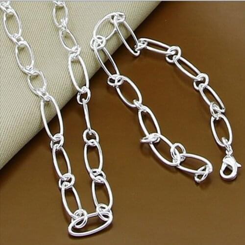 New Design Jewelry Set Silver 925 Jewelry Simple Geometric Necklace Bracelet Set For Woman Men Christmas Gifts