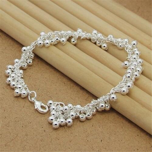 High Quality 925 Sterling Silver Bracelet Grape Pearl Beads Simple Bracelet For WomenS Party Charm Jewelry Gift