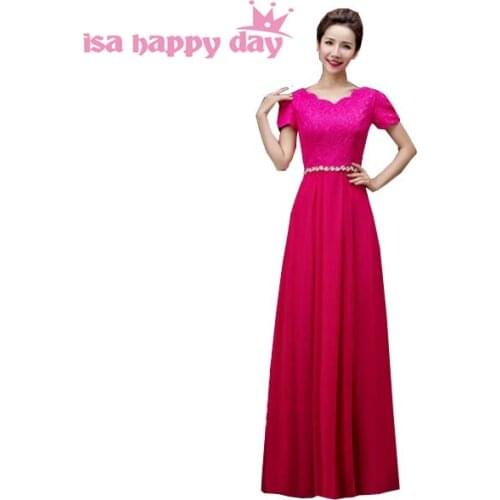 Fuschia color long chiffon bridesmaid dresses ivory 2020 plus size braidsmaid party dress for woman in royal blue H3118