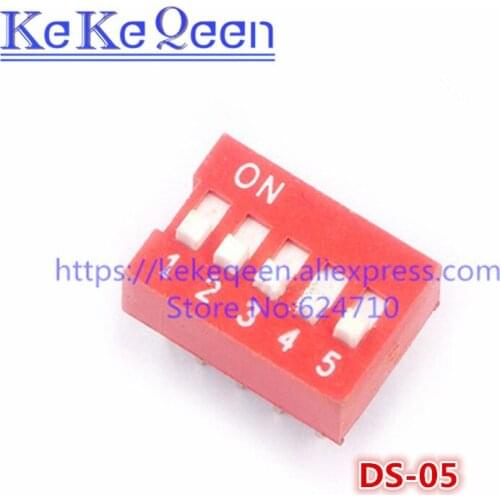 100PCS/LOT Direct dial code switch DIP switch Color Red Blue DS-05P DS-05 5Bit 5 Position Coding DS pitch Side Pin=2.54mm