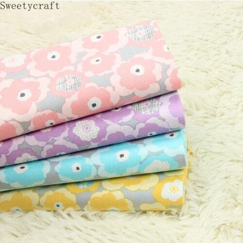 110x45cm Thick 100% Cotton Fabric Flower Print Cloth Sewing Dress Quilting Fabrics Patchwork Needlework DIY Handmade Material