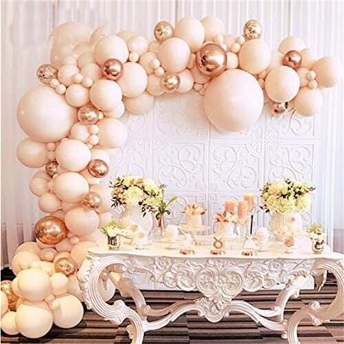134Pcs Pastel Orange Balloon Garland Arch Metallic Rose Gold Balloons for Princess Birthday Party Baby Shower Wedding Decoration