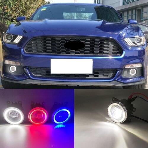 2 Functions Auto LED DRL Daytime Running Light Car Angel Eyes Fog Lamp Foglight For Ford Mustang 2015 2016 2017 2018