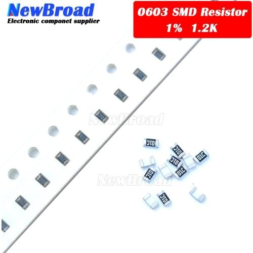300PCS 0603 Chip Fixed Resistor SMD Resistor 1% 1.2K ohm 1K2 122
