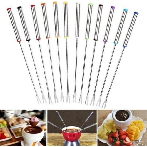 6pcs / set stainless steel fork cheese pot hot fork fruit dessert fork hot pot fusion fork kitchen tools