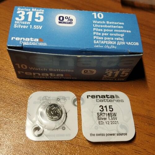 10pc renata Silver Oxide Watch Battery 315 SR716SW 716 1.55V 100% original brand renata 315 renata716 battery