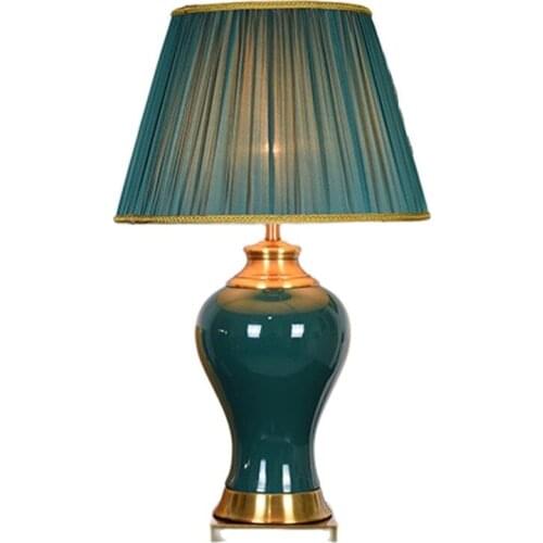 American Style Green Plum Vase Ceramic Table Lamp For Bed Room Bedside Living Room Foyer Study Desk Reading Night Light TD083