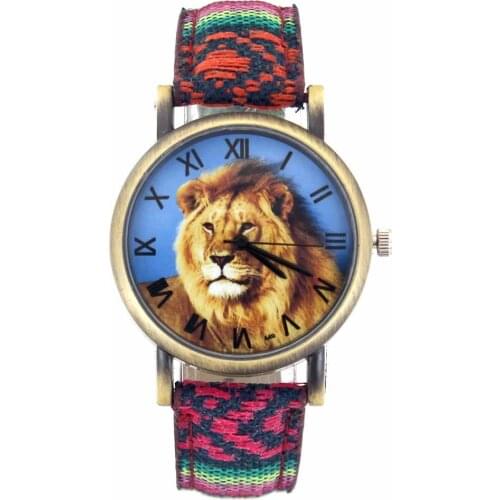 Lion King Tawny Mane Fashion Casual Men Women Canvas Cloth Strap Sport Analog Quartz Watch