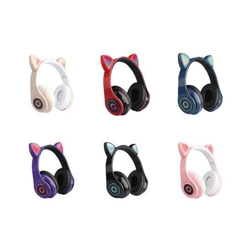 LED Cute Cat Ears Bluetooth-compatible5.0 Wireless Headphones Gaming Headset Colorful Headset With Mic Best Gift For Kids Adults