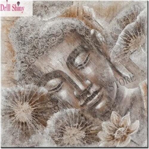 Buddha Full Round 5D DIY Diamond Painting Mosaic Rhinestone painting 3D cross stitch kits embroidery Needlework Home Stickers