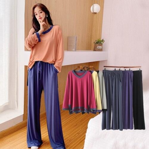 DMLZFMY 2021 hit color suit female home clothes short sleeve two-piece set casual loose modal cotton pajamas women pijama mujer