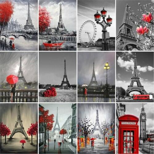EverShine DIY 5D Diamond Painting Tower Cross Stitch Diamond Embroidery Landscape Mosaic Picture Of Rhinestones Wall Art