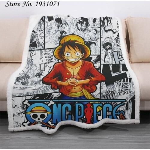 Popular Anime One Piece 3D Printed Fleece Blanket for Beds Thick Quilt Fashion Bedspread Sherpa Throw Blanket Adults Kids 08
