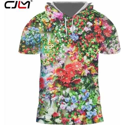 CJLM Summer Man New Beautiful Flowers beautiful Costuming 3D Printed Large Size Leisure 5XL Funny Best Selling Hooded Tshirt