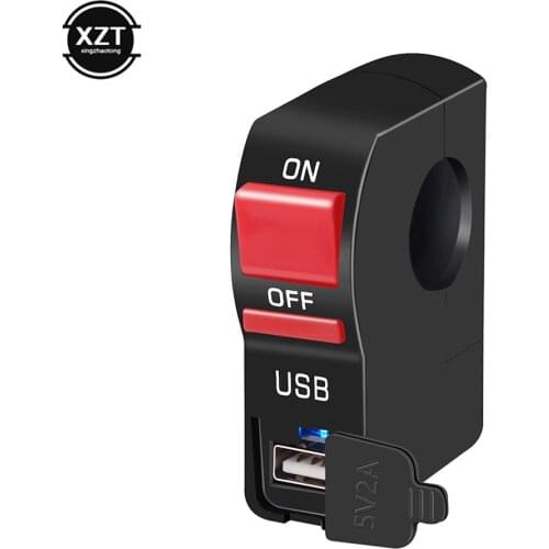 Motorcycle Light Indicator Switches Motorcycle Waterproof ON OFF Start Button With USB Charger With Indicator Light 7/8" 22MM