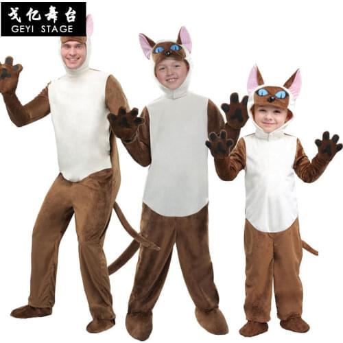 Halloween Animal Series Cat Costume Halloween Performance Costume Adult Child Thai Cat Siamese Cat Costume Playing Outfit