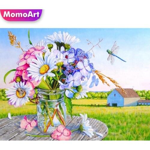 MomoArt Diamond Embroidery Daisy Picture Rhinestone Sale Diamond Painting Flowers Cross Stitch Mosaic Needlework Home Decoration