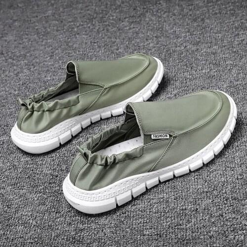 2021 men canvas shoes spring and summer all-match mens shoes one pedal sports leisure lazy breathable driving shoes light