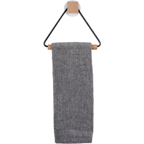 Bathroom Towel Rack Toilet Paper Towel Rack Stainless Steel Black Toilet Paper Roll Holder Wall-mounted Wooden Paper Roll Holder