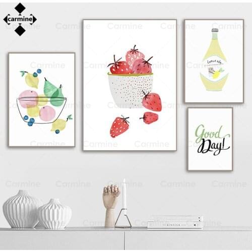Kitchen Wall Art Poster Cartoon Fruit Painting Nordic Lemon Strawberry Modern Canvas Paintings Frameless for Home Interior Decor